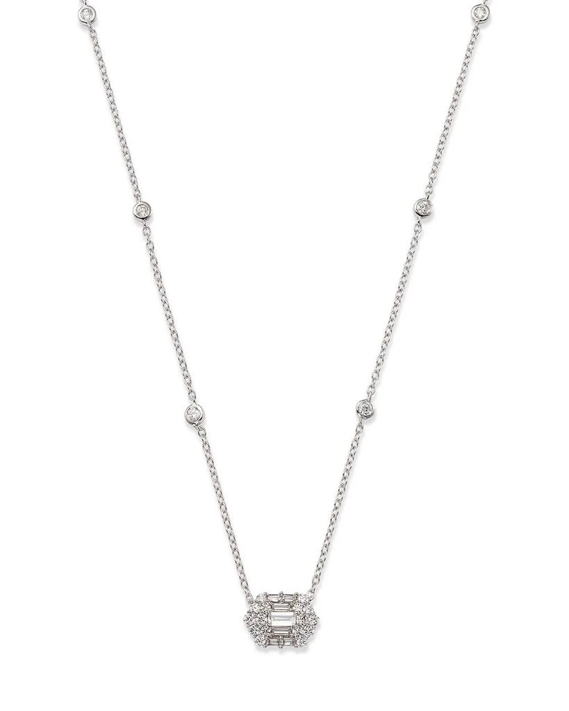 Bloomingdale's Diamond Baguette & Round Mosaic Pendant Necklace in 14K White Gold, 0.60 ct. t.w. 1