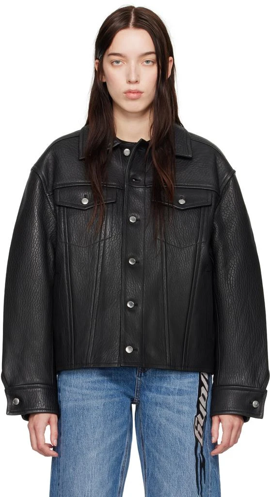 Alexander Wang Black Lambskin Trucker Leather Jacket 1