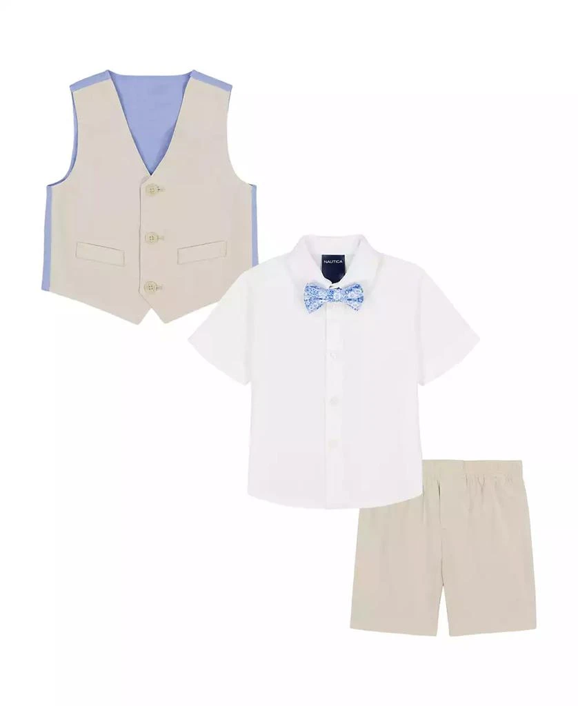 Nautica Baby Boys Shirt, Bowtie, Linen-Look Vest & Shorts, 4 Piece Set 2