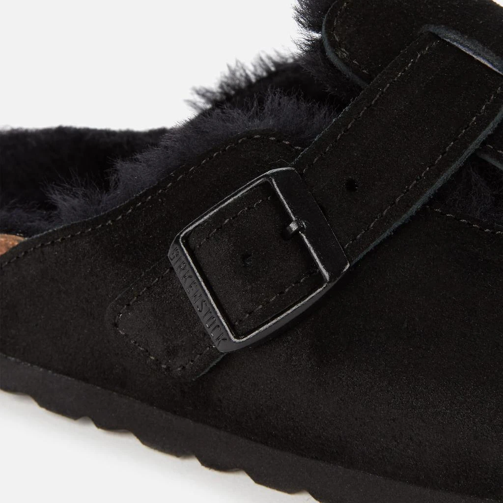 Birkenstock Boston Suede And Shearling Mules 4