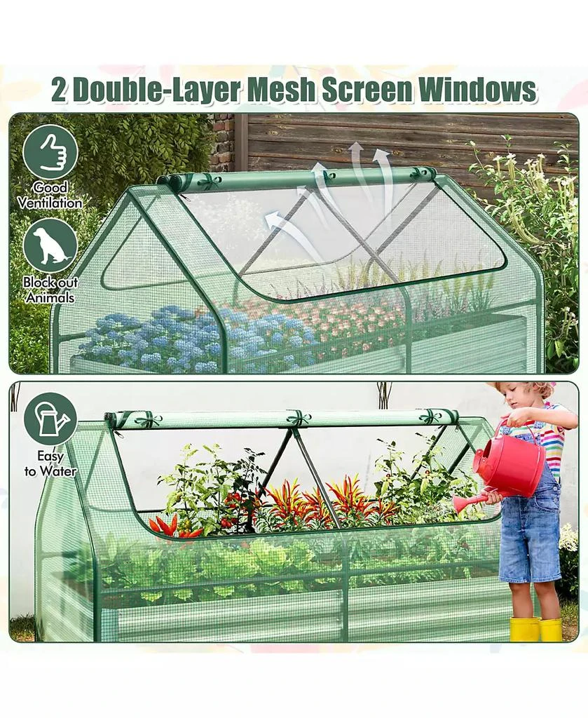 Gymax 71

 x 35.5

 x 36

 Galvanized Steel Raised Garden Bed Metal Planter Box Kit w/ Mini Greenhouse Cover 7