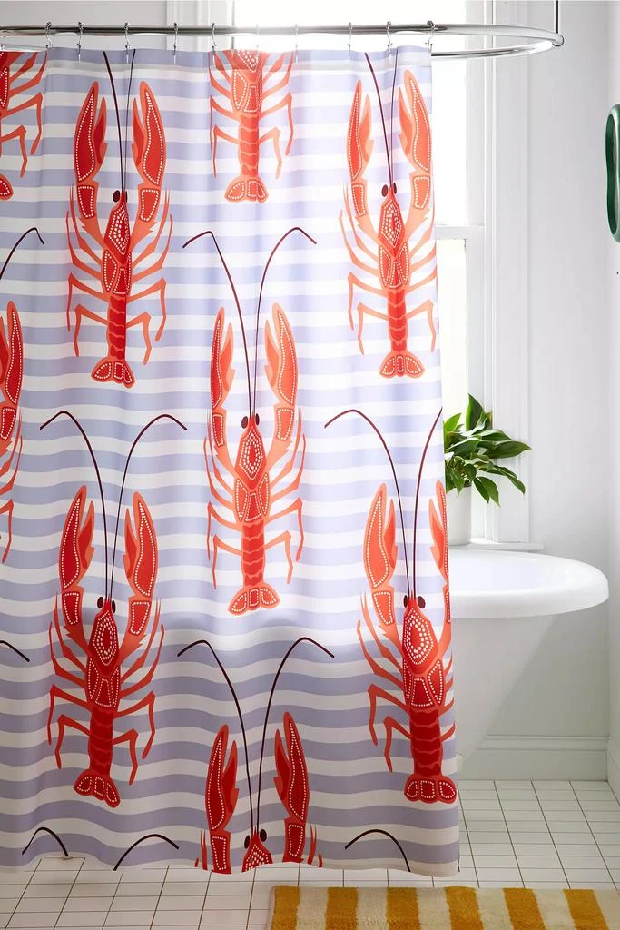 Urban Outfitters Lobster Dance Patterned Shower Curtain