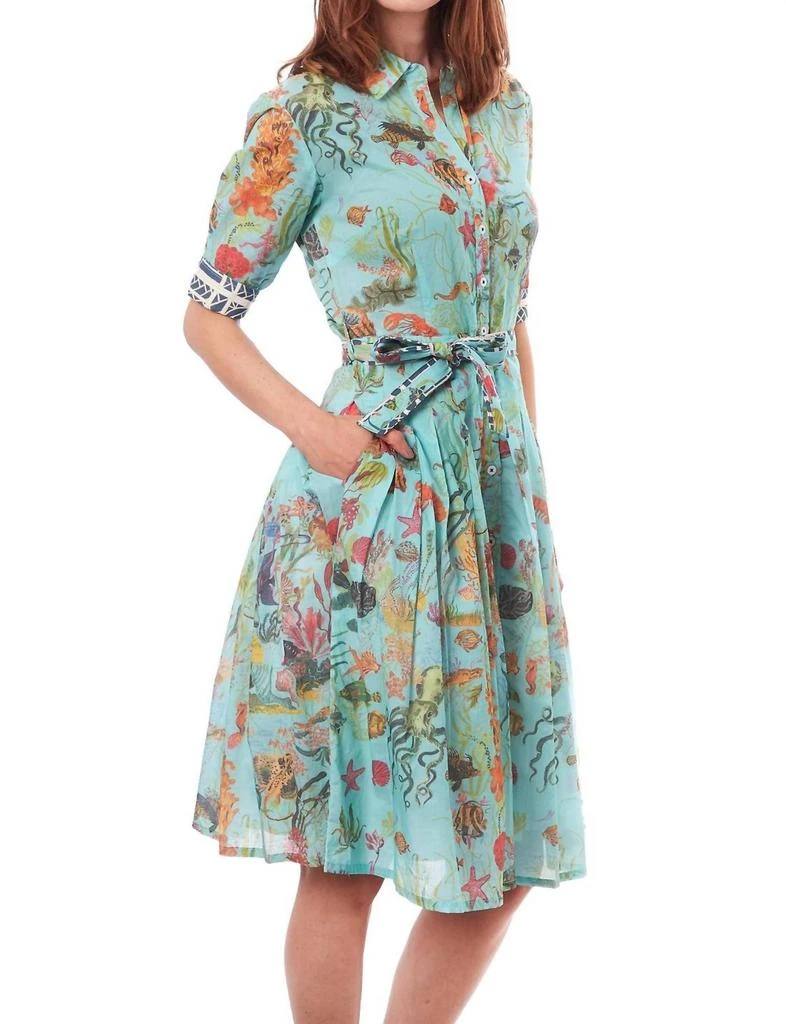 Dizzy-Lizzie Mrs. Maisel Dress With Pockets In Turquoise Sealife 2