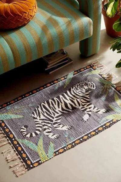 Urban Outfitters Walking Tiger Printed Rag Rug 1