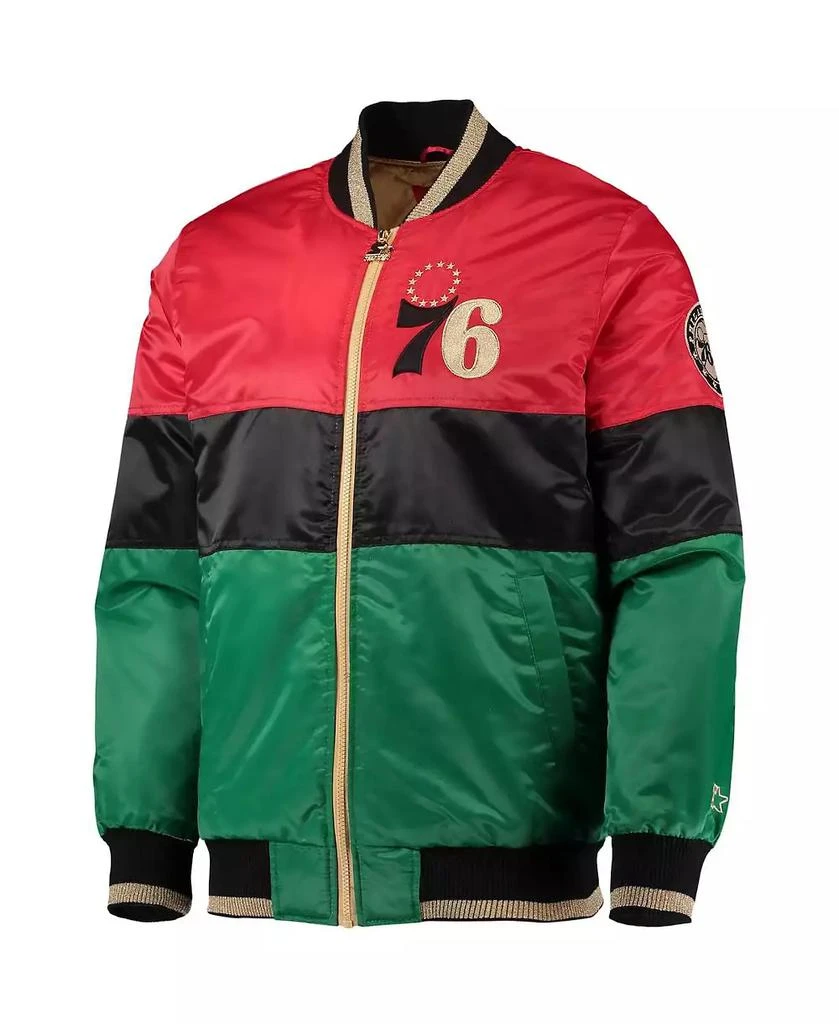 Starter Men's Red and Black and Green Philadelphia 76ers Black History Month NBA 75th Anniversary Full-Zip Jacket 3