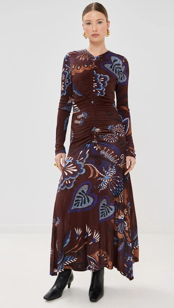 Farm Rio Delicate Garden Brown Long Sleeve Maxi Dress 7