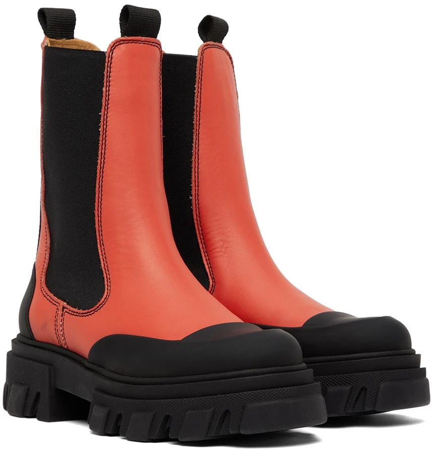 Ganni Red Chelsea Ankle Boots 4
