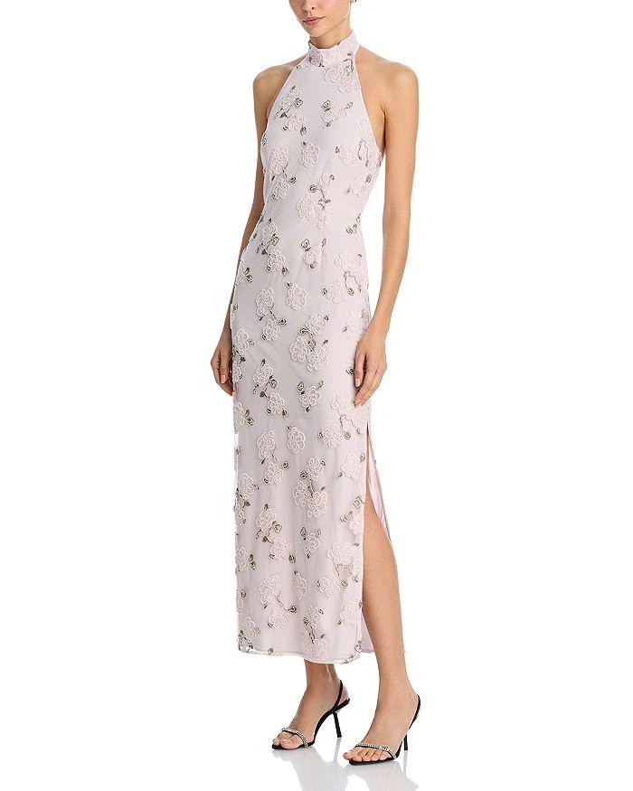 chinese dress ladies Serenity Blue Strapless Beaded Party Maxi Dress - US 14