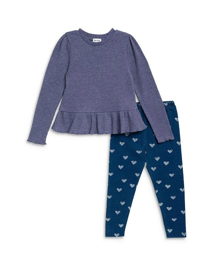 Splendid Girls' Waffle Knit Top & Ocean Hearts Leggings Set - Little Kid 1