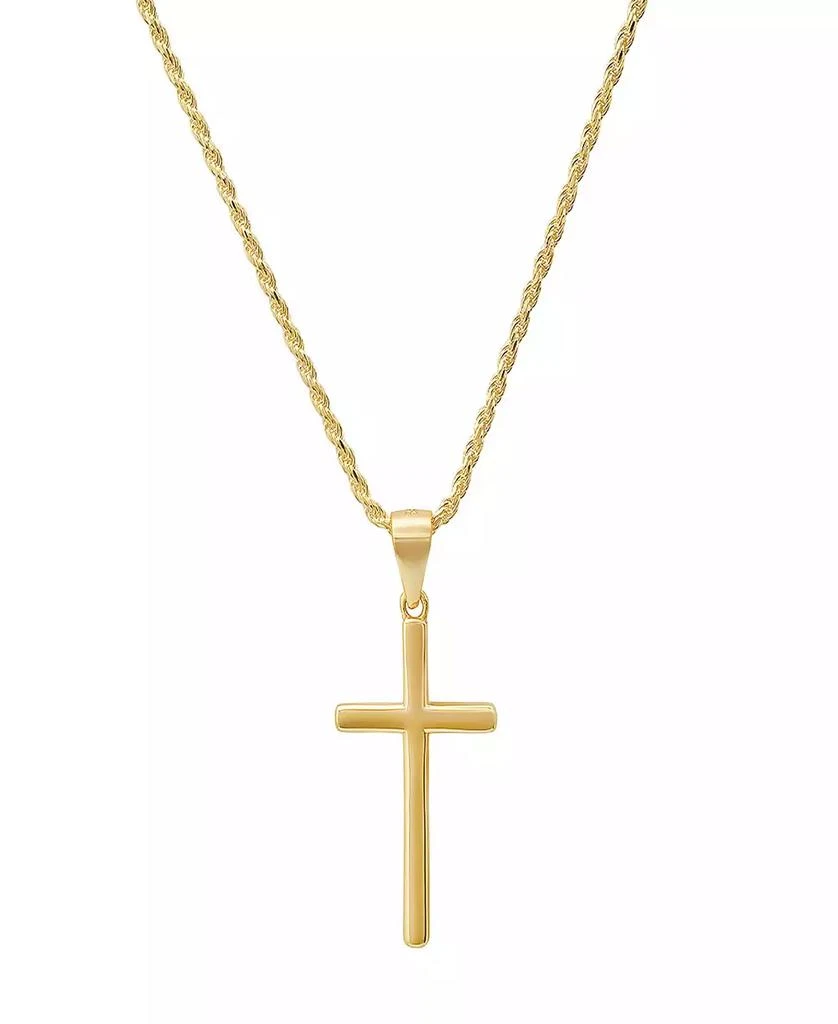 STEELTIME Men's 14K Gold Plated Rope Chain and Cross Pendant Necklace 1