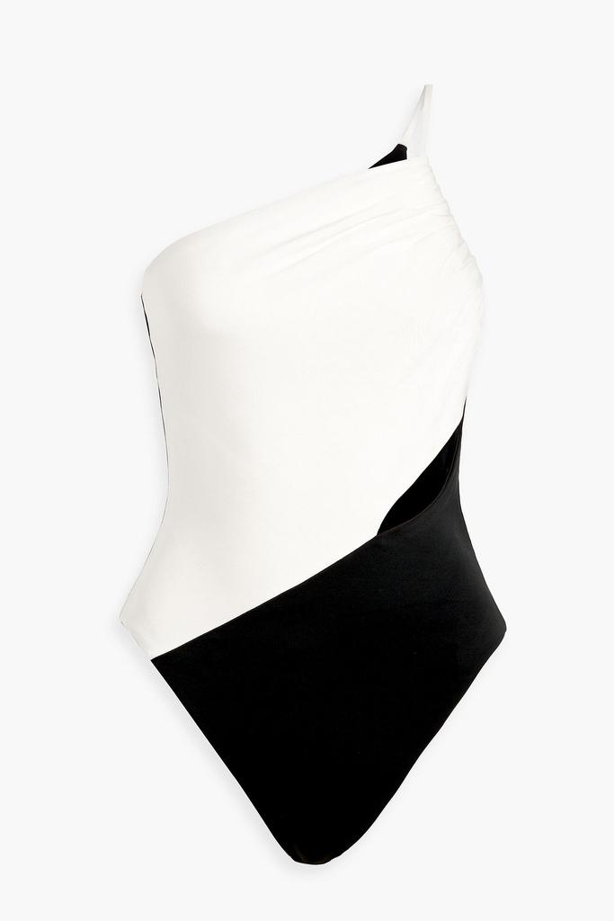 ET OCHS Avery one-shoulder cutout two-tone stretch-jersey bodysuit