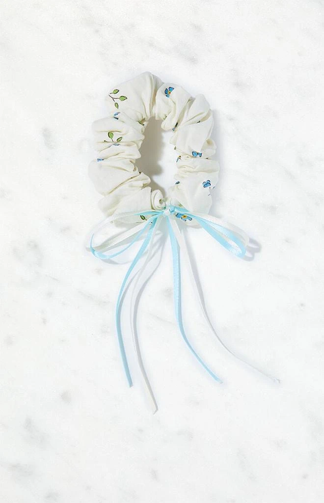 PacSun Blue Floral Bow Hair Scrunchie 1