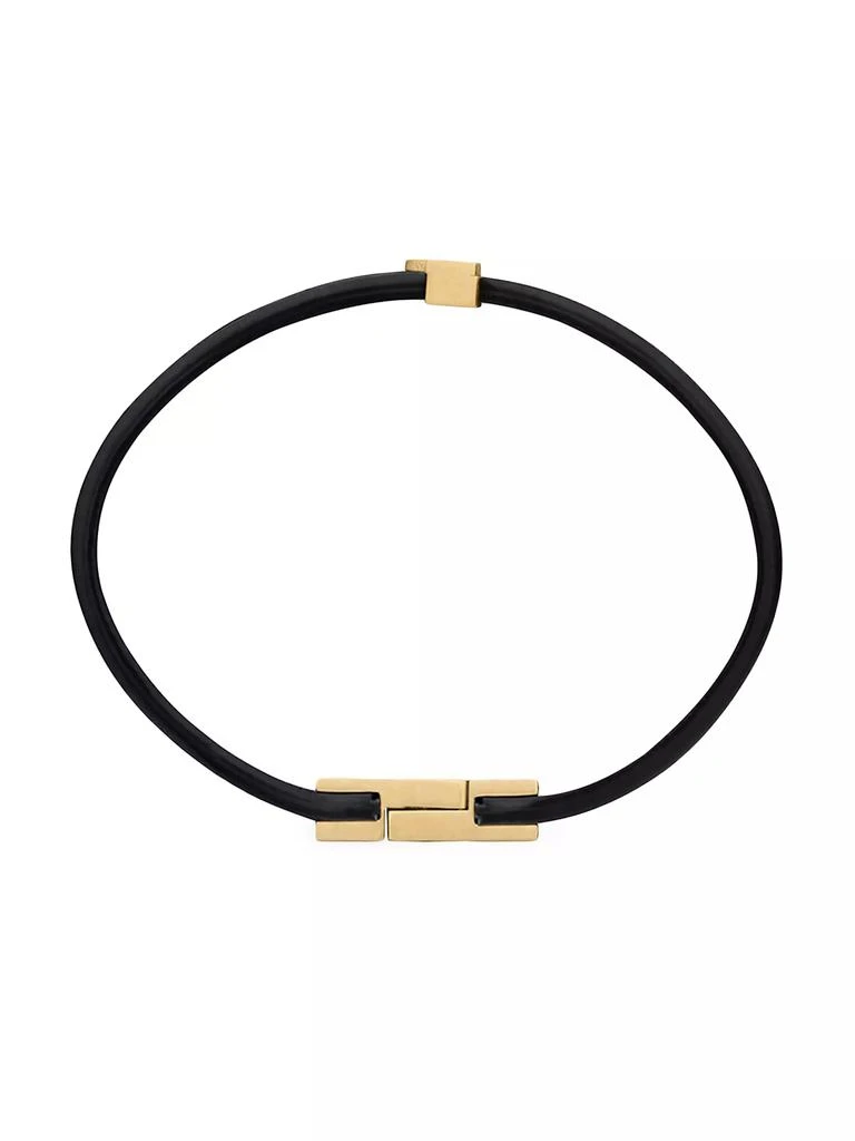 Yves Saint Laurent Cassandre Double-Strand Bracelet in Leather And Metal 2