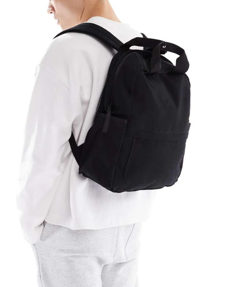 ASOS ASOS DESIGN square canvas backpack in black 1