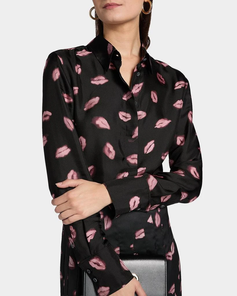 Altuzarra Chika Lip-Print Silk Button-Down Top 7