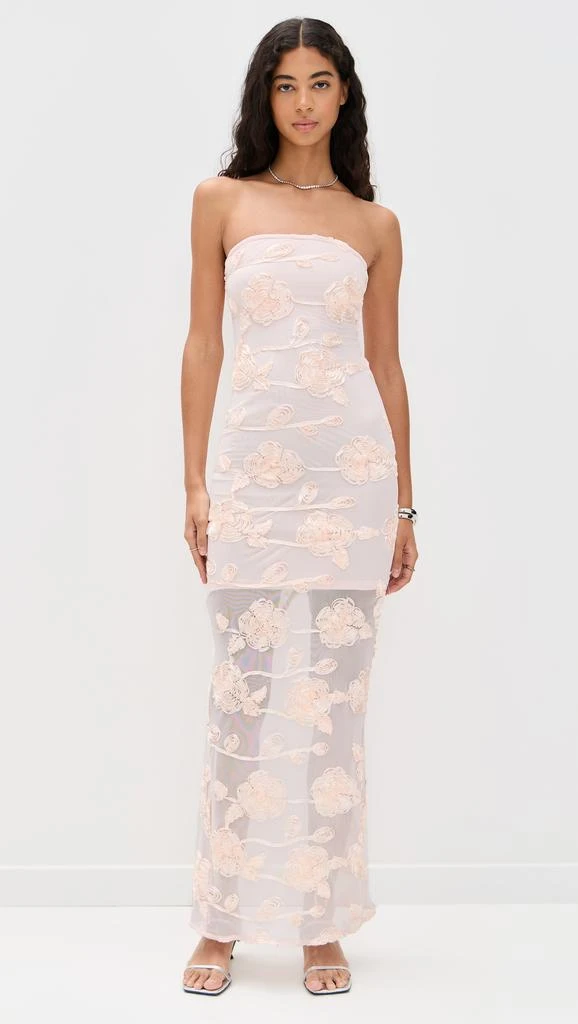 ROTATE Birger Christensen Flower Mesh Tube Dress 6