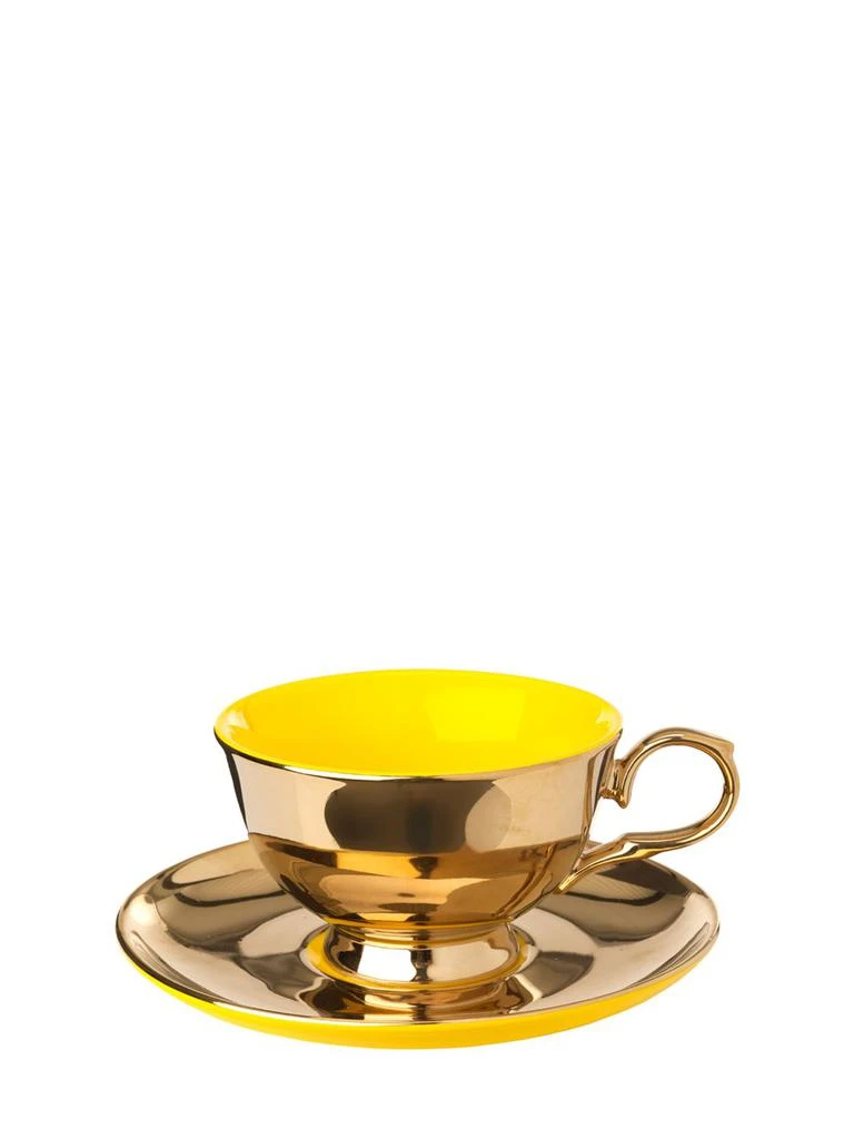 POLSPOTTEN Set Of 4 Legacy Gold Tea Cups & Saucers 4