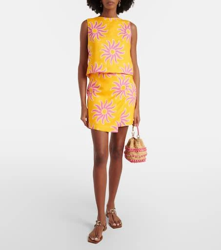 Cala de la Cruz Avelino printed linen crop top 2