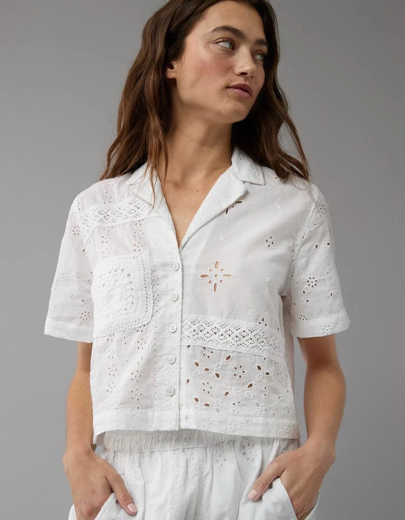AE AE Cropped Eyelet Button-Up Shirt 1