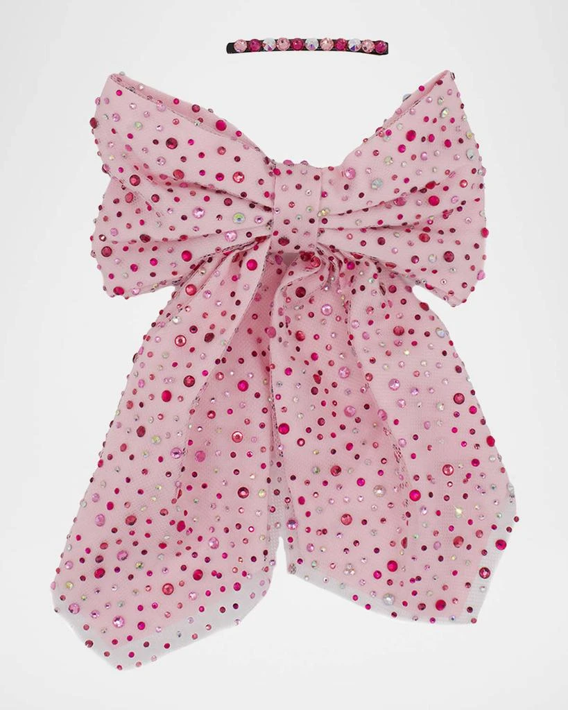 Bari Lynn Girl’s Crystalized Large Bow and Barret Set 1