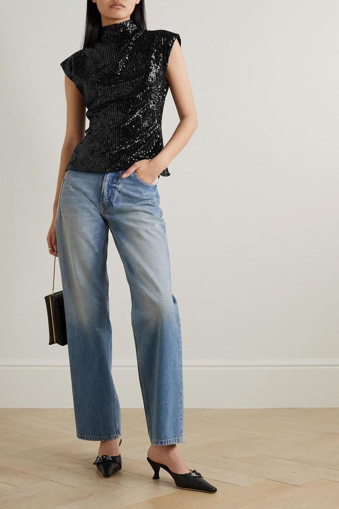 GAUCHERE Cutout sequined stretch-crepe top
