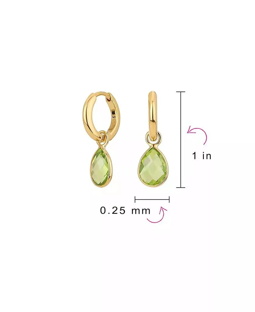 Bling Jewelry Classic Party Small 2 CTW Olive Green Natural Peridot Halo Pear Shaped Teardrop Huggie Earrings Latch Hinge Back Hinge Gold Plated Sterling Silver 3