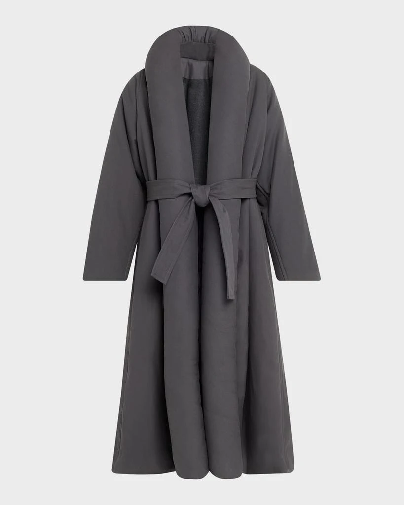 Alaia Padded-Lapel Long Wrap Coat
