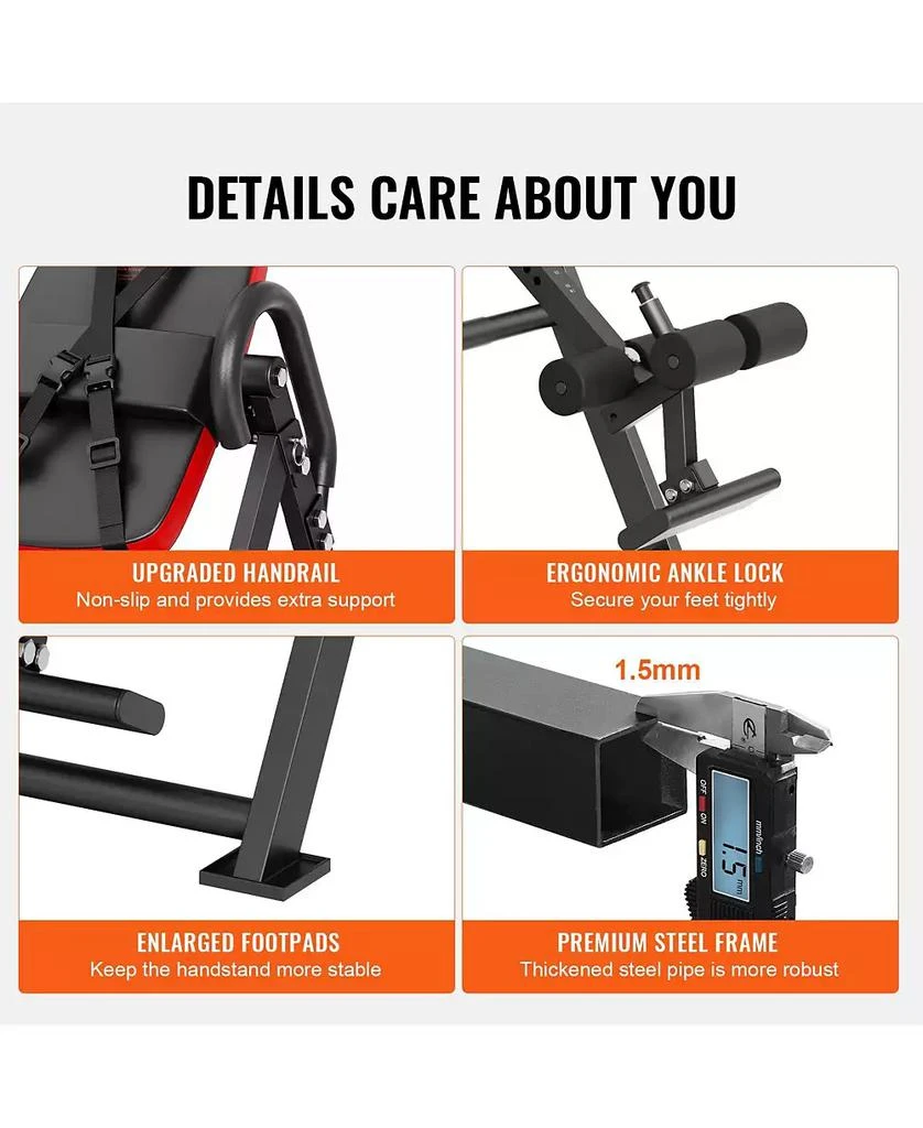 Mecale Inversion Table, Heavy-Duty Back Stretcher with 300 lb Capacity, Adjustable Belt, Ankle Lock and Headrest for Strength Training 7