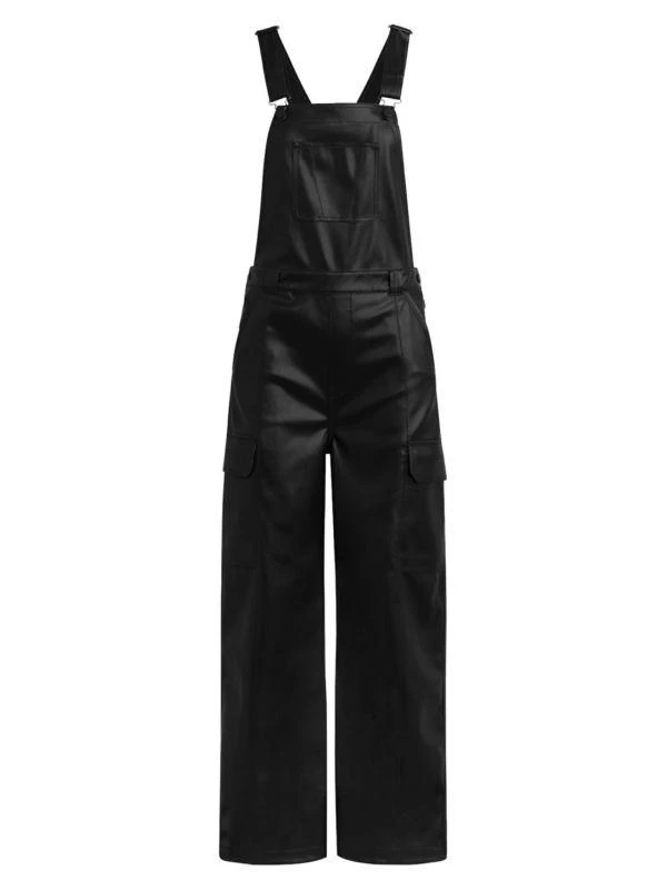 Hudson Utility Wide Leg Faux Leather Overalls 6