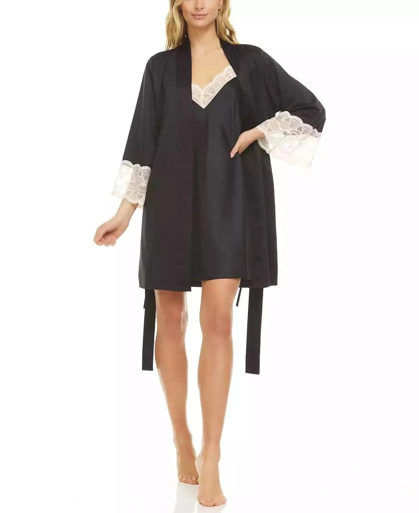 Flora Nikrooz Kit Heart Lace Matte Charmeuse Wrap Robe 6