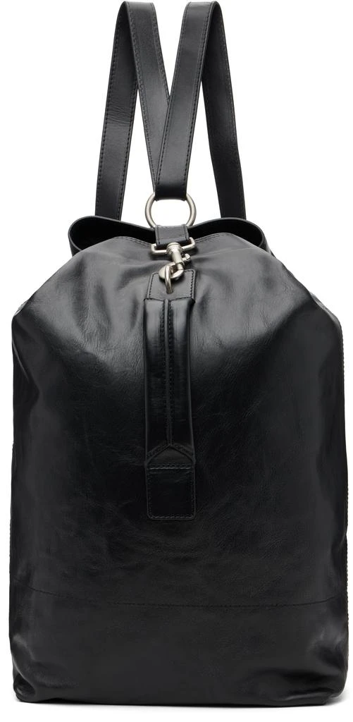 Dries Van Noten Black Adjustable Leather Backpack 1