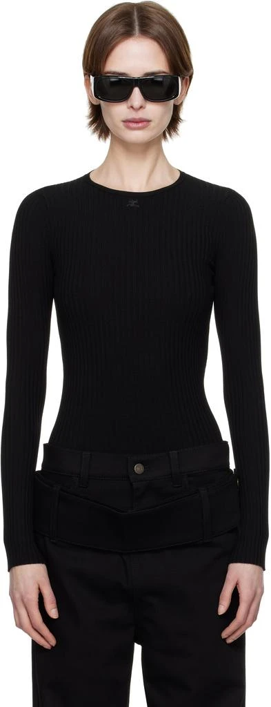 Courrèges Black Lingerie Detail Knitted Sweater 1