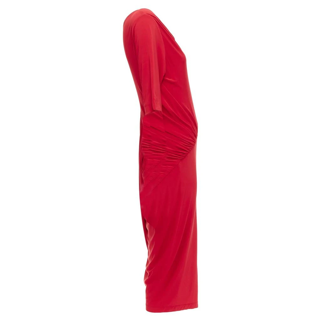 Donna Karan Asymmetric Neck Tuck Draped Midi Dress 4