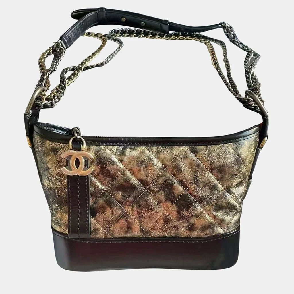 Chanel Chanel Black & Metallic Leather Small Gabrielle Hobo Bag 1