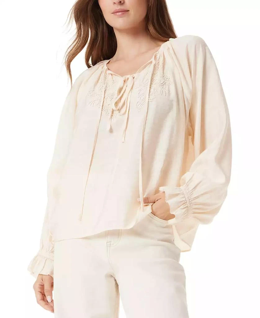 Sam Edelman Women's Kelsie Bead-Embellished Blouson-Sleeve Blouse 1