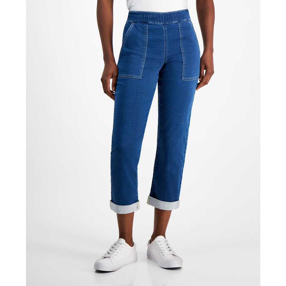 Style & Co Women's Mid-Rise Pull-On Straight-Leg Jeans, Created for Macy's