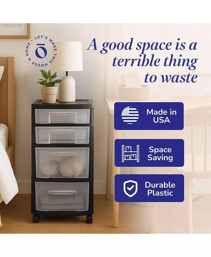 Homz Plastic 4 Drawer Medium Home Storage Container 5