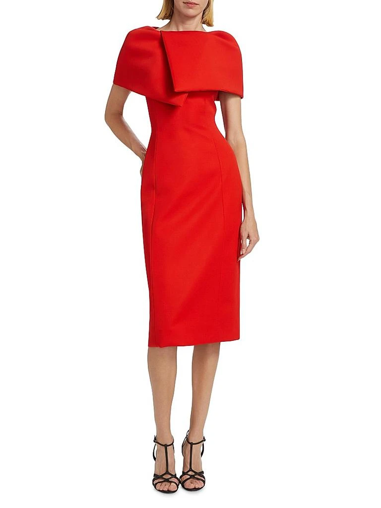 Oscar de la Renta Wool-Blend Wrap Capelet Midi-Dress 3