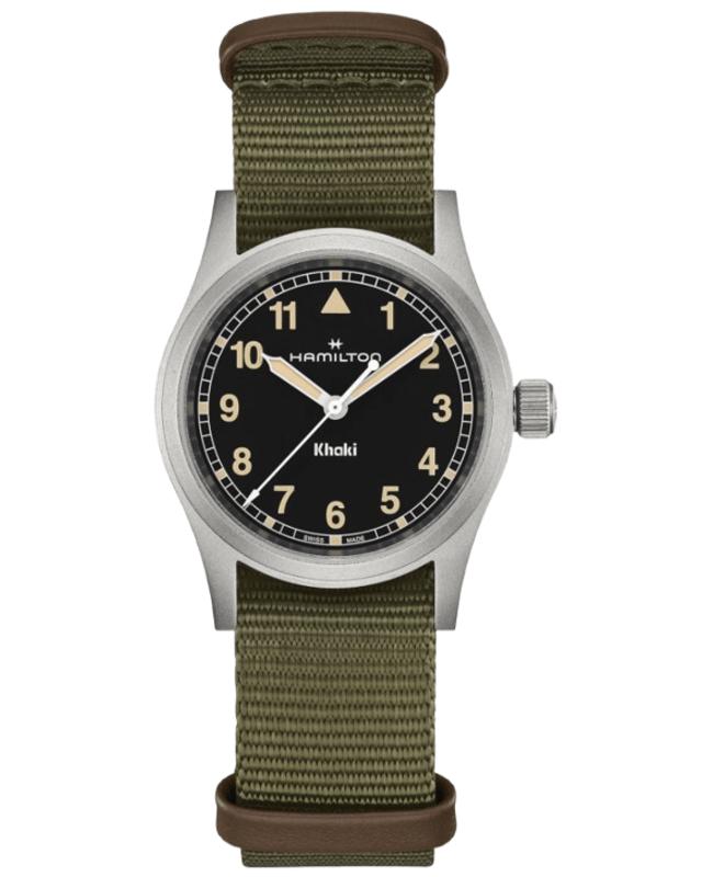 Hamilton Hamilton Khaki Field Quartz 33mm Black Dial Green Fabric Strap Women's Watch H69301930