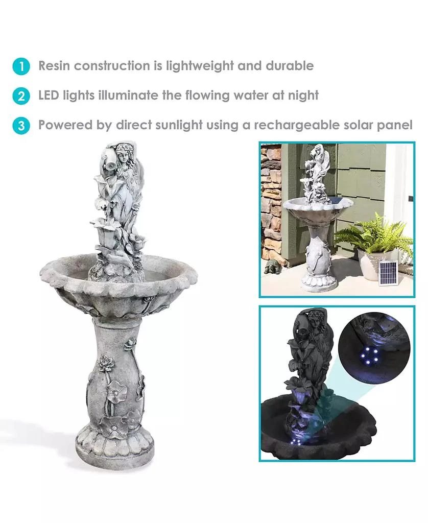 Sunnydaze Decor Outdoor Polyresin Fairy Flower Solar Powered Water Fountain Feature with Battery Backup - 42" 3