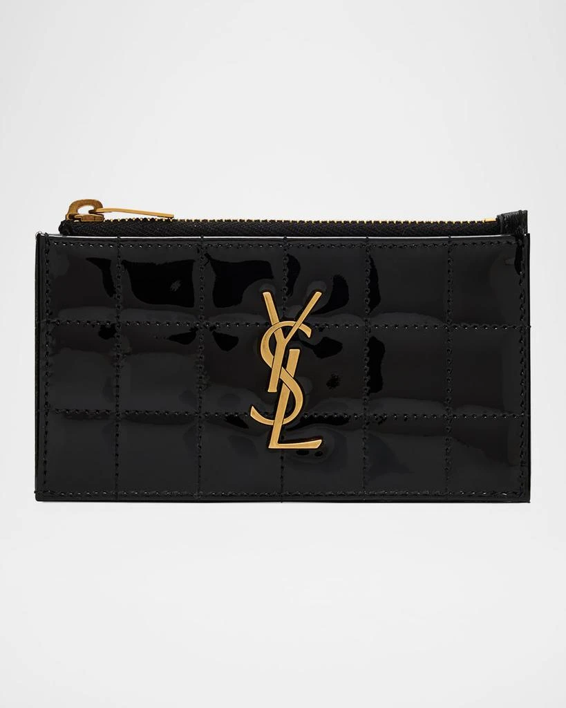 Yves Saint Laurent Fragments YSL Quilted Patent Zipped Card Holder 1