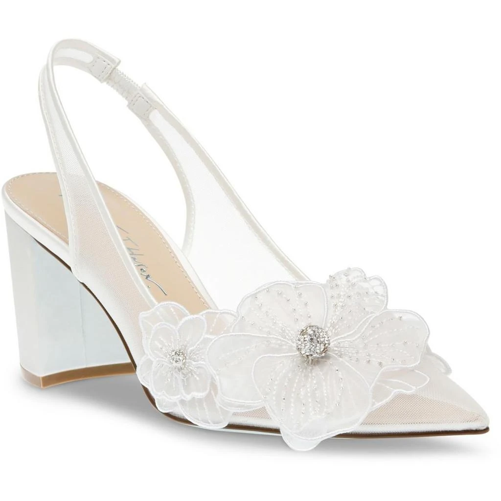 Betsey Johnson Petra Womens Pointed Toe Floral Slingback Heels 4