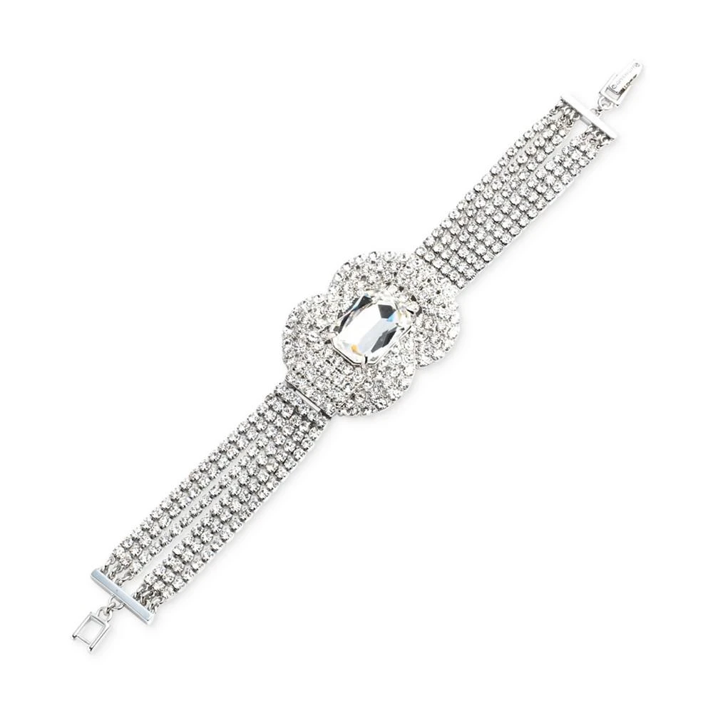 Givenchy Silver-Tone Crystal Multi-Row Statement Flex Bracelet 1