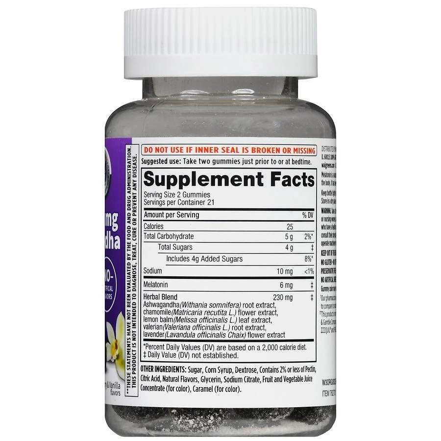 Walgreens Melatonin + Ashwagandha Gummies Blackberry & Vanilla 3