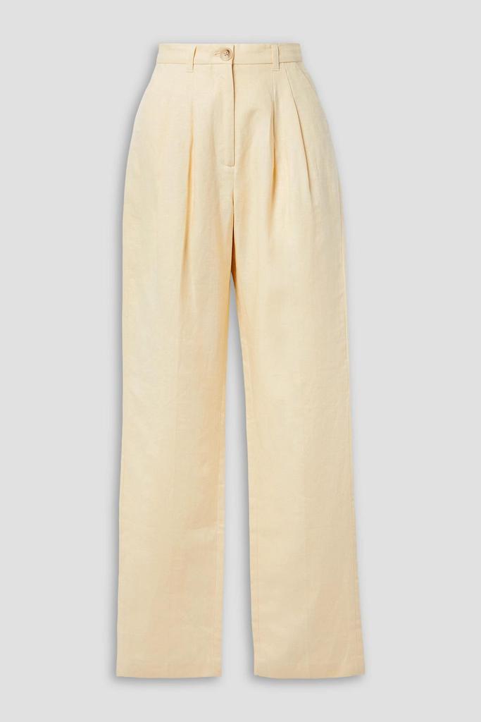 ANINE BING Jay pleated linen straight-leg pants