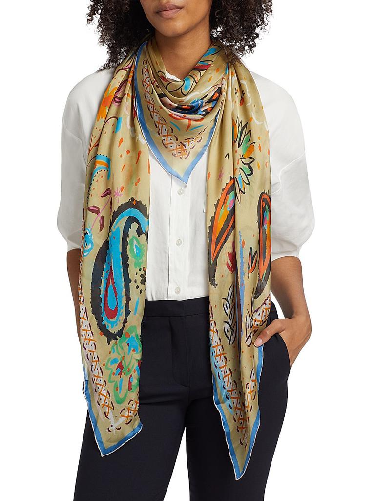 Jane Carr The Fauve Paisley Silk Scarf