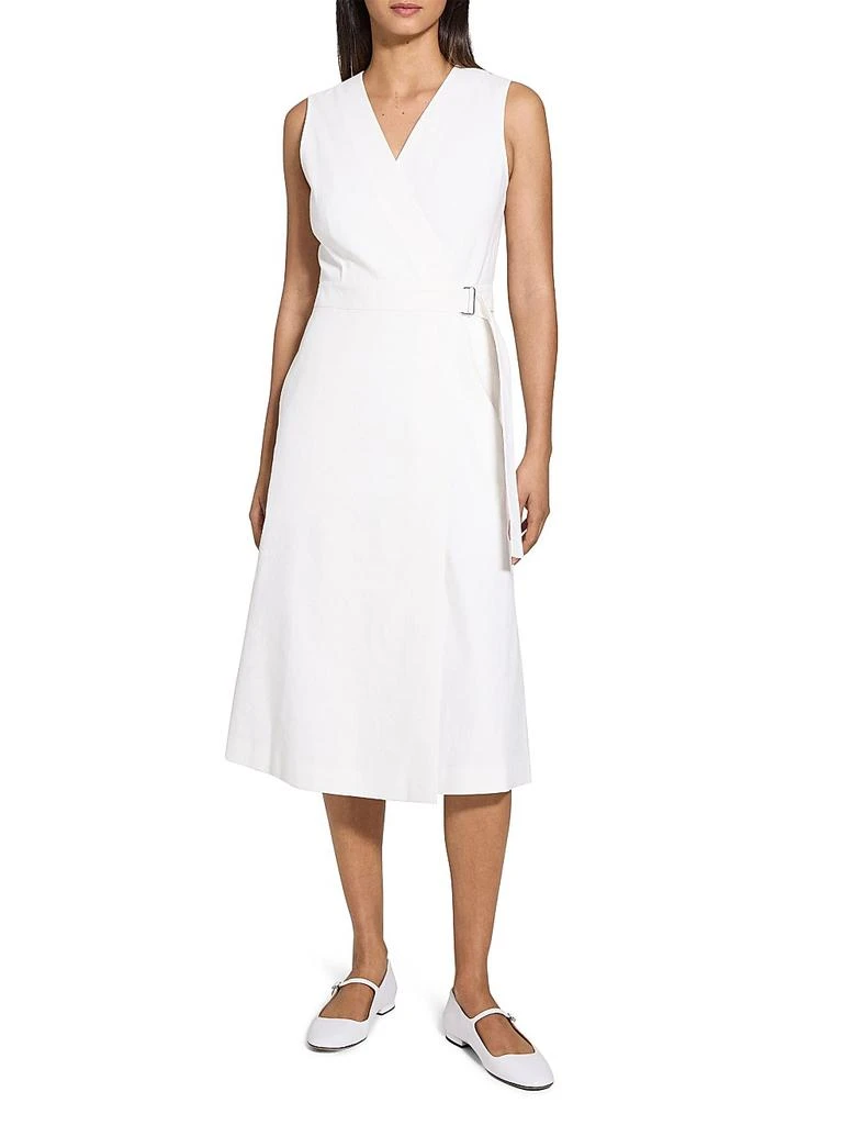 Sleeveless Fit&amp; Flare Wrap Dress  On Sale Now with Up to 76% Off |  Discover Exclusive Deals & Savings at BeyondStyle  Authentic Theory  women's|solid|fit & flare|v-neck|dresses|midi-length|women's  apparel|contemporary|wrap|Women's|sleeveless|linen ...