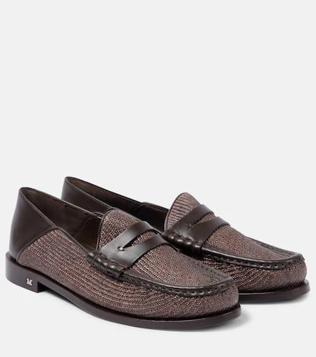 Max Mara Raffia-effect penny loafers 1