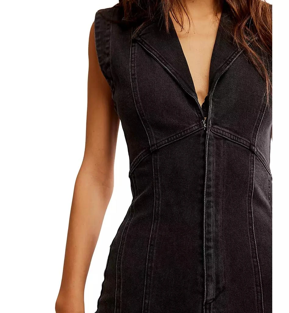 Free People Women's Crvy Ring The Alarm Denim Jumpsuit 4