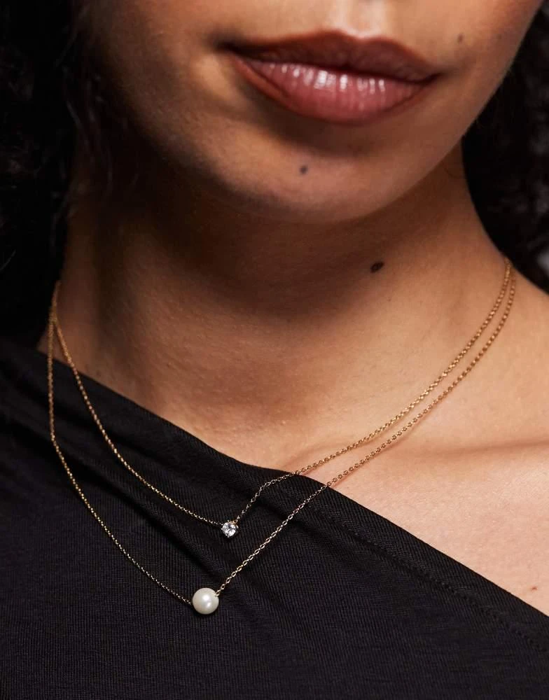 ALDO ALDO gilpatricia crystal and faux pearl layered necklace in gold